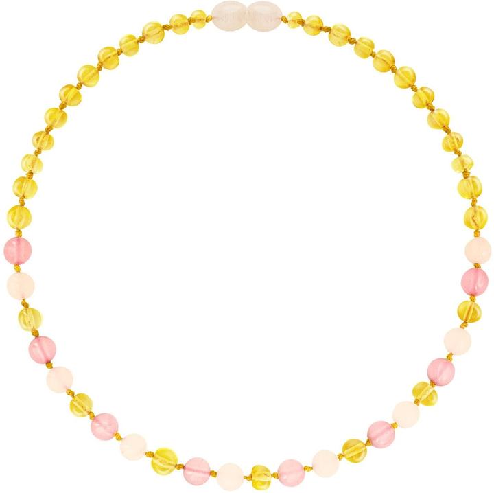Amberos Natur Bernsteinkette mit Edelsteinen Baroque (Bernstein, 32 cm)