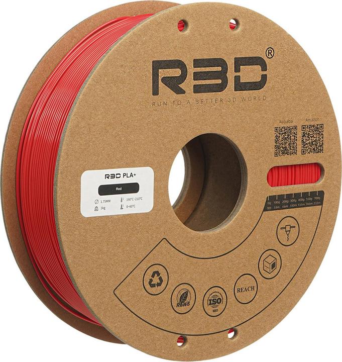 Produktbild R3D PLA+ Rot Filament 1.75mm 1Kg (PLA+, 1.75 mm, 1000 g, Rot)