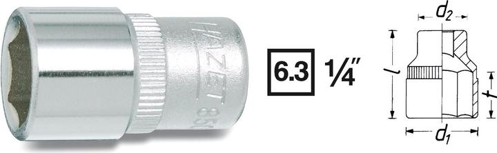 Produktbild HAZET Steckschlüsseleinsatz ∙ Sechskant 850-5.5 ∙ Vierkant6,3 mm (1/4 Zoll) ∙ Aussen Sechskant-Tract… (5.5 mm)