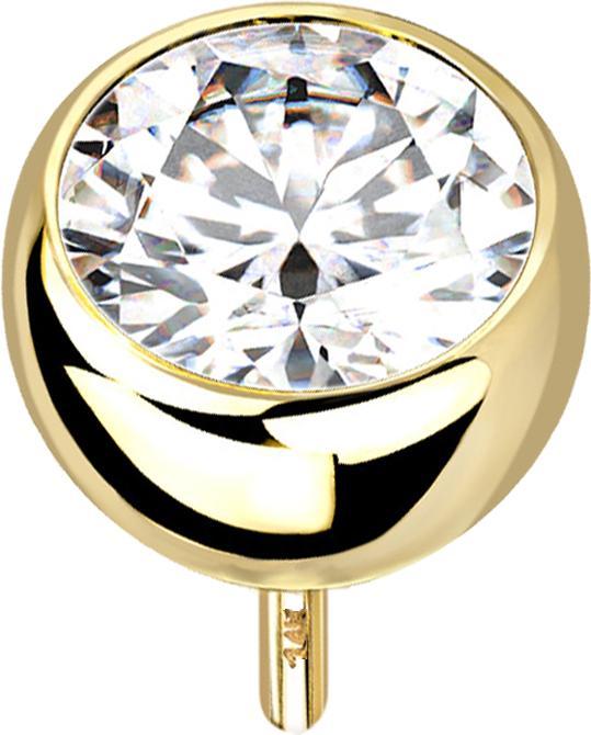 Produktbild Star Piercing Threadless Halbkugel 14k gold mit Kristall silber (ohne Messing, 14k Gold)