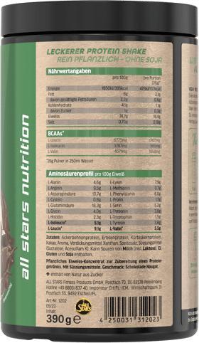 Actual product image All Stars Vegan Protein (390G can) (Chocolate, Nougat, 1 pcs., 400 g)