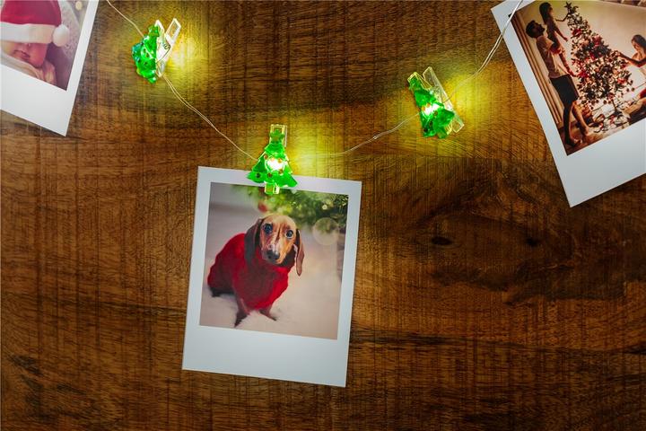 Image du produit Goobay Guirlande lumineuse à 10 photoclips LED "Sapin de Noël (1.40 m)