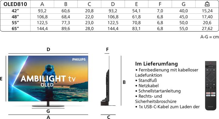 Produktbild Philips 48OLED810/12 (48", OLED810, OLED, 4K, 2025)