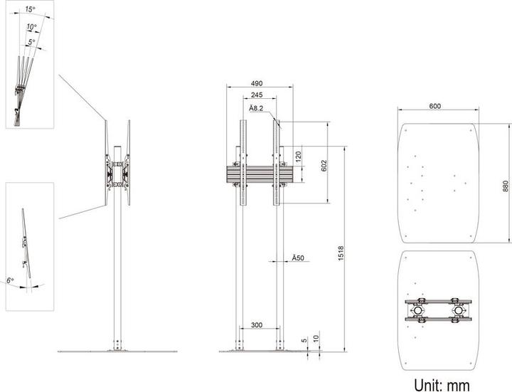 Produktbild Multibrackets Bodenständer B2B, 2x65"-90", Stahl/Aluminium (90", 150 kg)