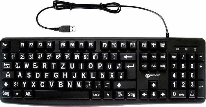 Geemarc KBSV3 BLK GE USB Keyboard German, QWERTZ, Windows® Black Extra-large T (DE, Cable)