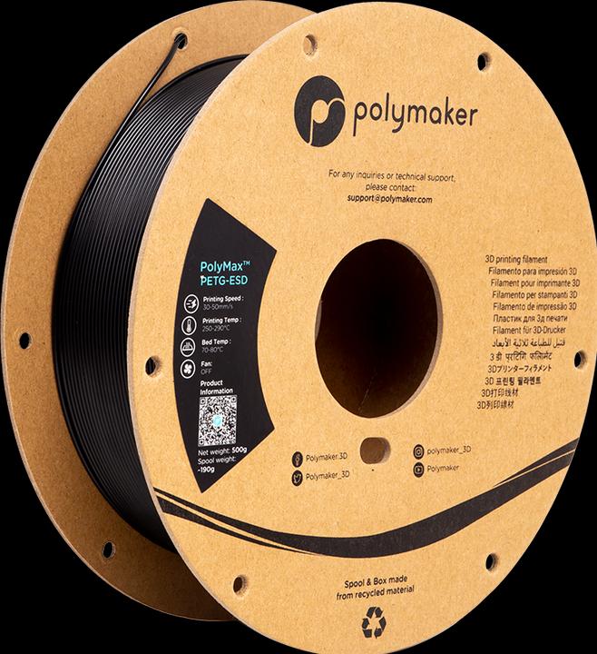 Actual product image Polymaker PolyMax PETG-ESD (PETG, 2.85 mm, 500 g, Black)