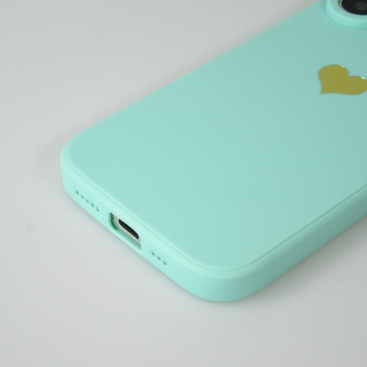 Produktbild PhoneLook Hülle Silikon Mat Herz gold Türkis (Apple iPhone 16 Plus)