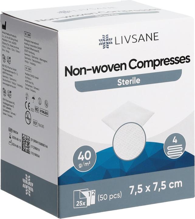 Livsane Vliesskompressen 7.5x7.5cm steril 2 x 25 Stk