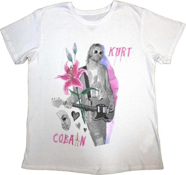 Actual product image Kurt Cobain Unisex Adult Flower T-Shirt (S)