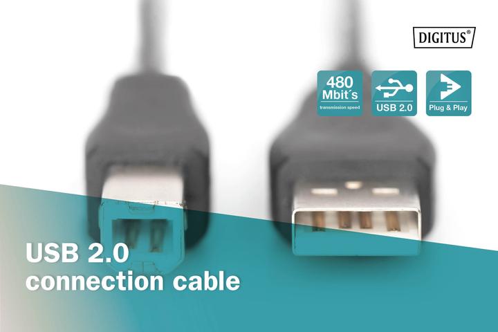 Produktbild Digitus USB 2.0 Anschlusskabel (1.80 m, USB 2.0, 2.50 W)