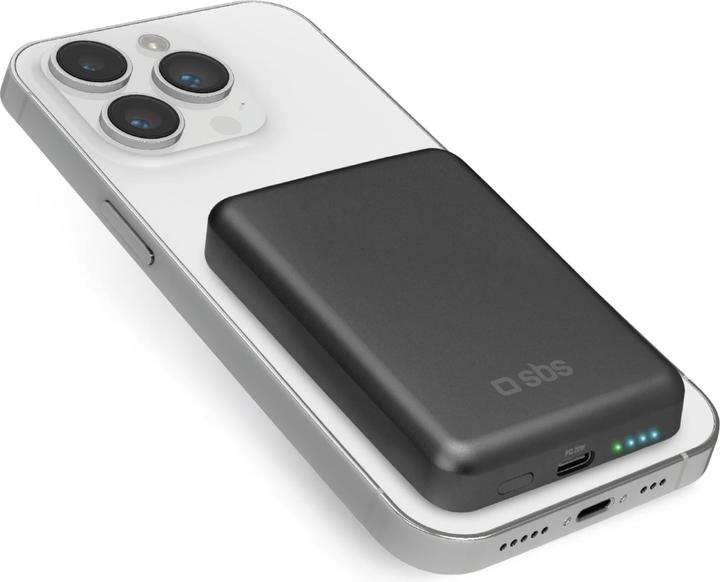 SBS Magnetische Powerbank 5000 mAh kabellos mit Graphen (5000 mAh, 20 W)