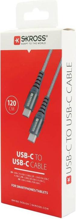 Produktbild Skross USB Kabel USB-C to USB-C Cable 2.0, Braiding, 1,20m space gray (1.20 m, USB 2.0, 36 W)