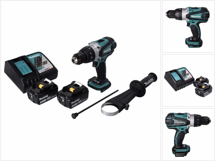 Produktbild Makita DHP 458 RF Akku Schlagbohrschrauber 18 V 91 Nm + 2x Akku 3,0 Ah + Ladegerät (Akkubetrieb)