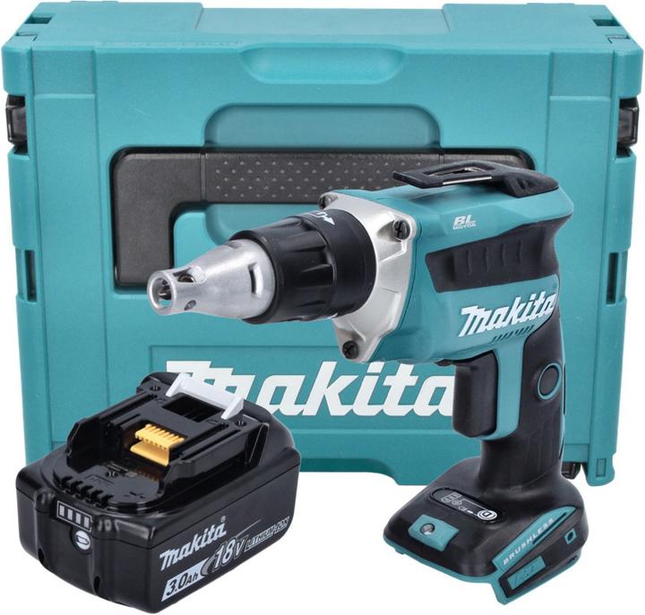 Actual product image Makita DFS 452 F1J cordless screwdriver 18 V Brushless + 1x battery 3.0 Ah + Makpac - without charger (Rechargeable battery operated)