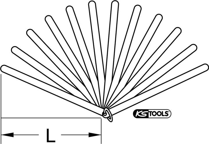 Productafbeelding KS Tools Zuiger voelermaat, 8 bladen, 0,05-0,5mm, 150mm lang (15 cm)