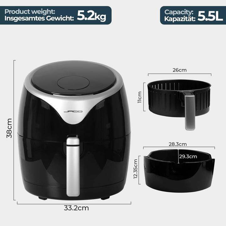 Actual product image Jago Heissluftfritteuse 5.5L