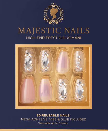 Actual product image Herba Kiss Majestic Nails - In A Crown (Artificial nails, Rose, Transparent)