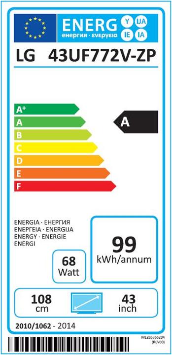 Energy Label LG 43uf772v (43", LED, 4K)