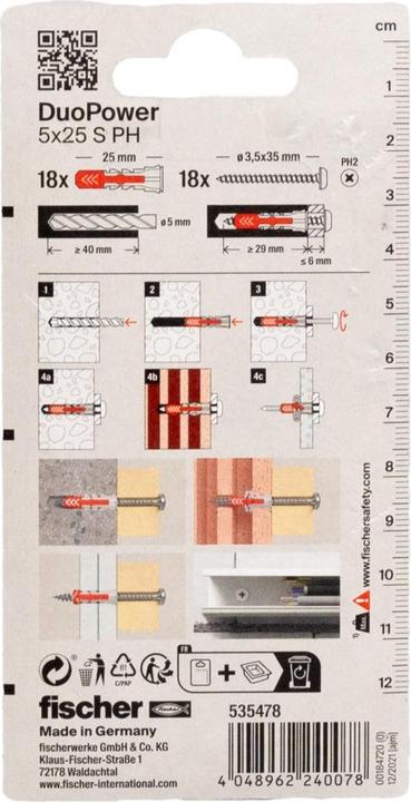 Produktbild Fischer SB Nylondübel Duopower mit Schraube (18 Stk.)