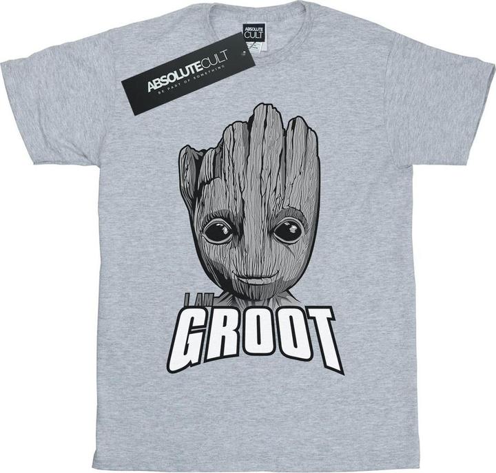 Actual product image Girls Guardians Of The Galaxy Groot Face Cotton T-Shirt (128)