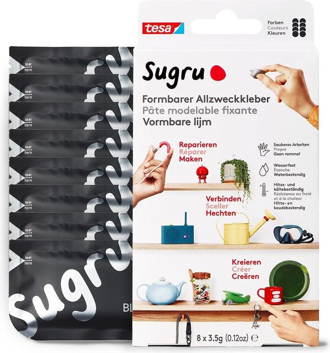 Actual product image Sugru by tesa Sugru 8x mouldable all-purpose adhesive, versatile adhesive putty for decorating, gluing & repairing (28 g)