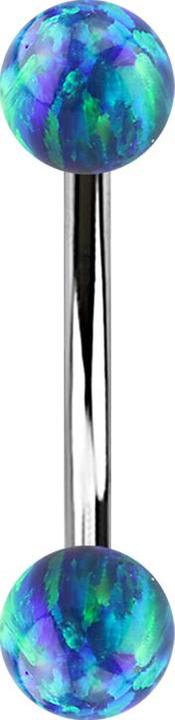 Immagine prodotto Star Piercing Banana d'argento con due sfere di opale blu (senza ottone, Acciaio chirurgico 316L)