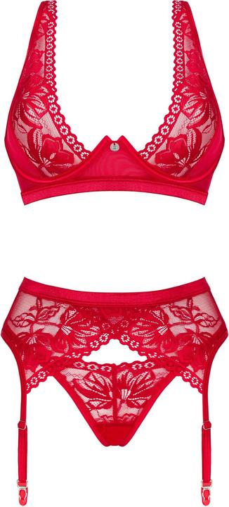 Produktbild Obsessive Lacelove Dreiteiliges Set Rot M/L (M/L)