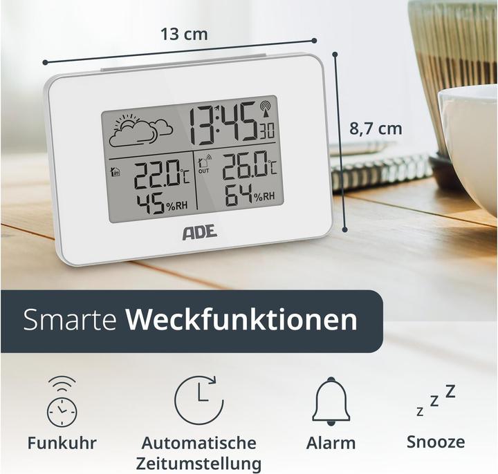 Actual product image ADE Wetterstation mit Funk-Aussensensor Weiss, Funktionen