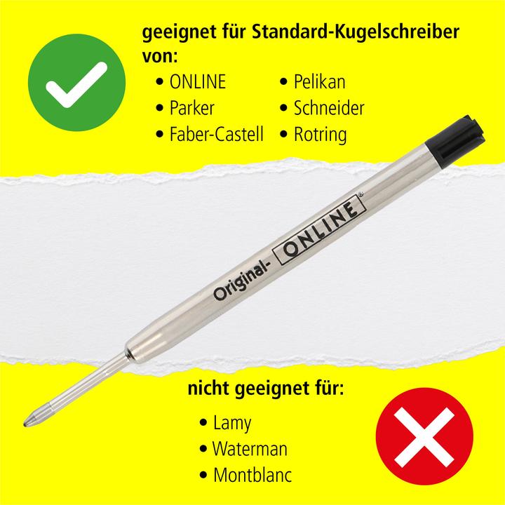 Produktbild Online Kugelschreiberminen M schwarz, 6 St. (Ersatzmine, Schwarz, 0.60 mm)