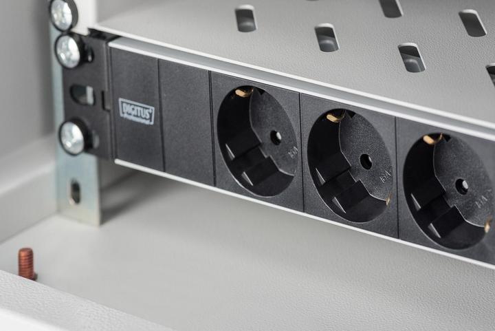 Actual product image Digitus Socket strip 3-fold 25.4cm 10 inch black incl. installation bracket (3 x, CEE 7/3, 2 m)