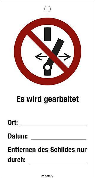 Actual product image Marahrens Maintenance tag, set of 10, 80x150, plastic, Do not switch! It is geb...