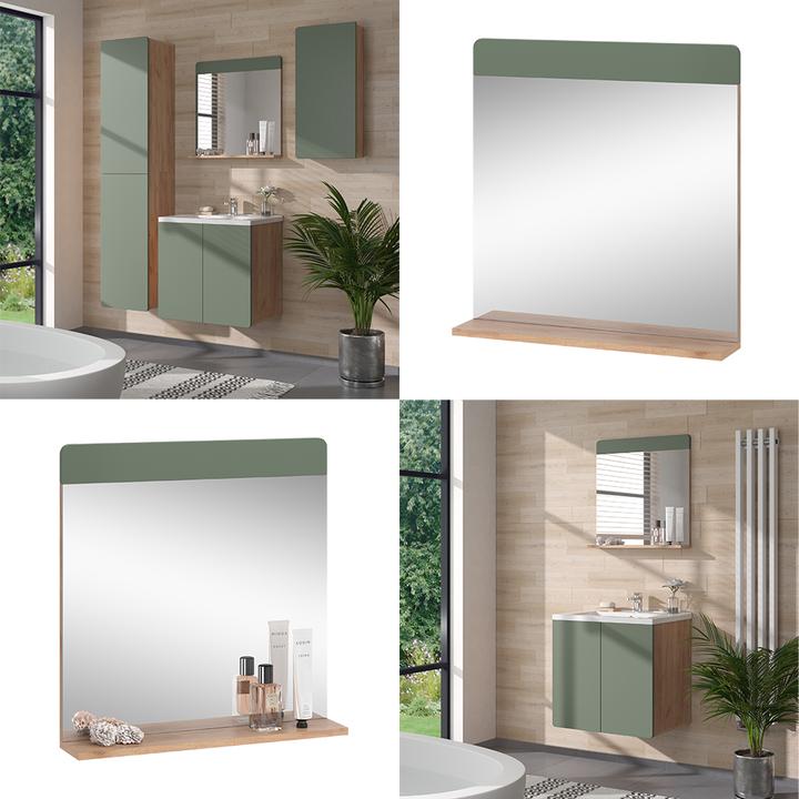 Immagine prodotto Vichy Badezimmerspiegel Izan, Grün/Goldkraft Eiche, 60 x 62 cm mit Ablage