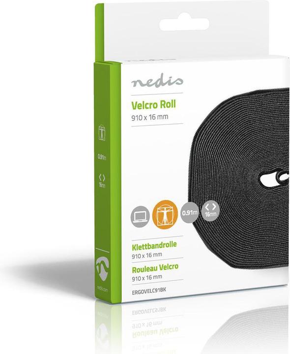 Image du produit Nedis Rouleau de velcro pour câbles 910 x 1.6 cm Noir Unisexe (9100 mm)