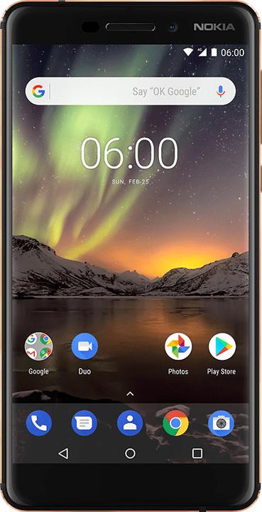 Actual product image Nokia 6.1 (2018) (32 GB, Black copper, 5.50", Hybrid Dual SIM, 16 Mpx, 4G)