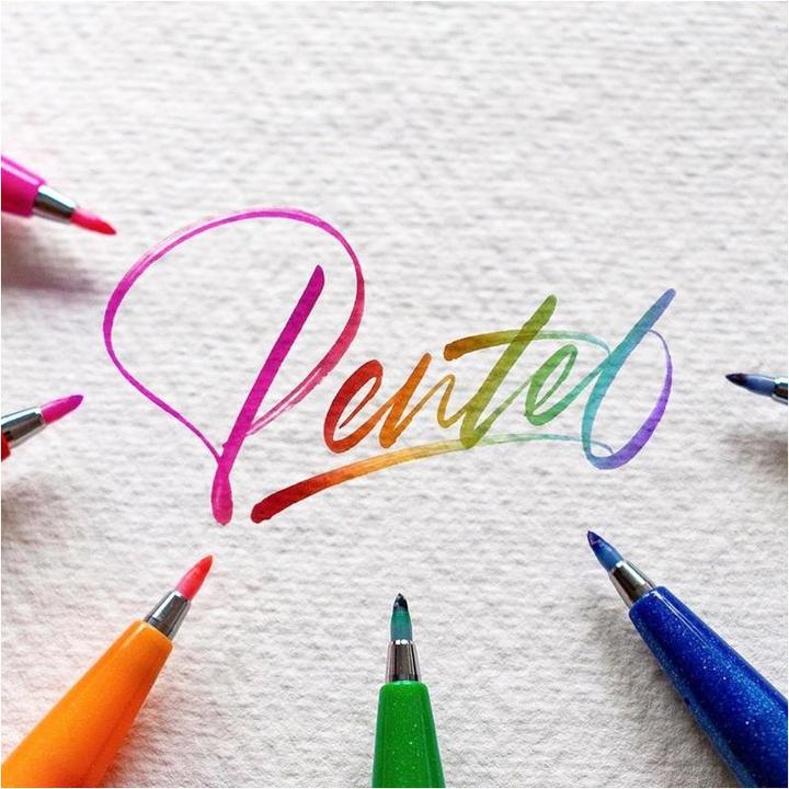Produktbild Pentel Brush Sign Pen 12er (Pink, Rot, Blau, Violett, Grün, 12 x)