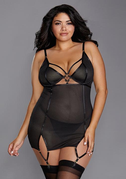 Productafbeelding Dreamgirl Visnet Textuur Power Mesh Garter Briefs (3XL)