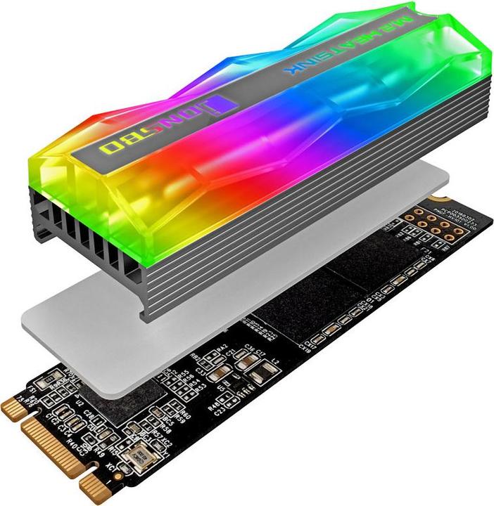 Actual product image Jonsbo M.2-2 Mirage Edition M.2 SSD Passive Cooler, ARGB