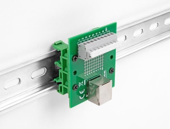Image du produit Delock Prise RJ45 vers bloc terminal avec bouton-poussoir pour rail DIN