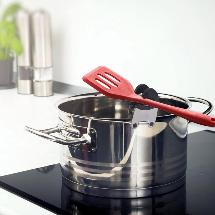 Actual product image ASMI Stainless steel silicone pot and wooden spoon holder