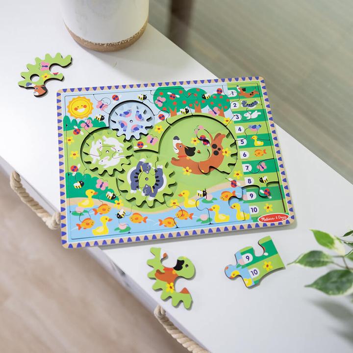 Produktbild Melissa & Doug Melissa and Doug - Animal Chase I-Spy Wooden Gear Puzzle - (31004) (24 Teile)