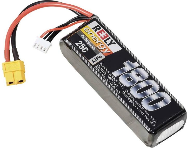 Actual product image Reely Model battery pack (LiPo) 11.1 V 1800 mAh Cell count: 3 25 C Softcase XT6 (11.10 V, 1800 mAh)