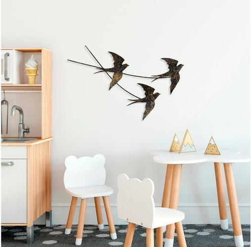 Produktbild Wallxpert Wanddekoration Schlucken Vogel 42 x 70 cm, Metall (42 x 70 cm)