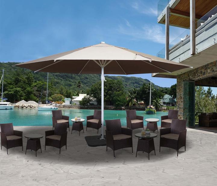 Produktbild Mendler Sonnenschirm Meran II, Gastronomie Marktschirm, Ø 5m Polyester/Alu Mast weiss 28kg - creme-beige mit (5 m)
