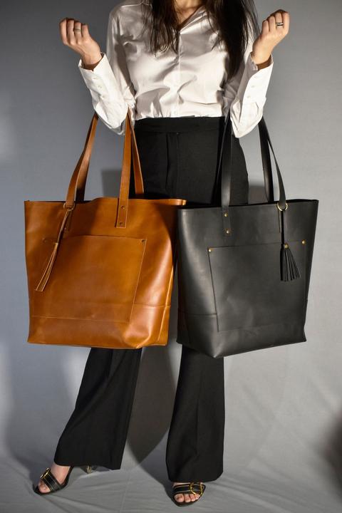 Image du produit Only-Bags.Store Sac en cuir, sacoche en cuir noir avec fermeture éclair, sac de travail, porte-monnaie en cuir