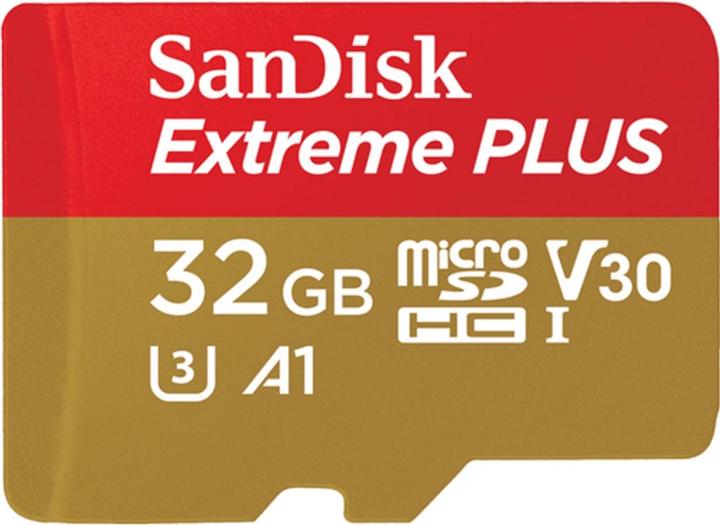Immagine prodotto SanDisk microSDHC 100MB A1 32GB Extreme Plus A1 32GB Extreme Plus (32 GB, microSDHC, U3, UHS-I)