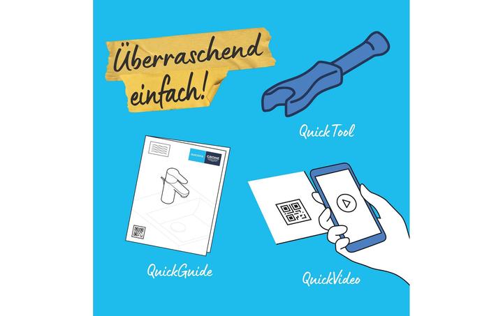 Image du produit Grohe Start QuickFix robinet pour lavabo, S-Size, Push-Open, économie d'énergie, noir mat