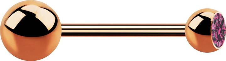 Actual product image Star Piercing Micro barbell rose gold with ball and ball crystal pink (without brass, Surgical steel 316L)