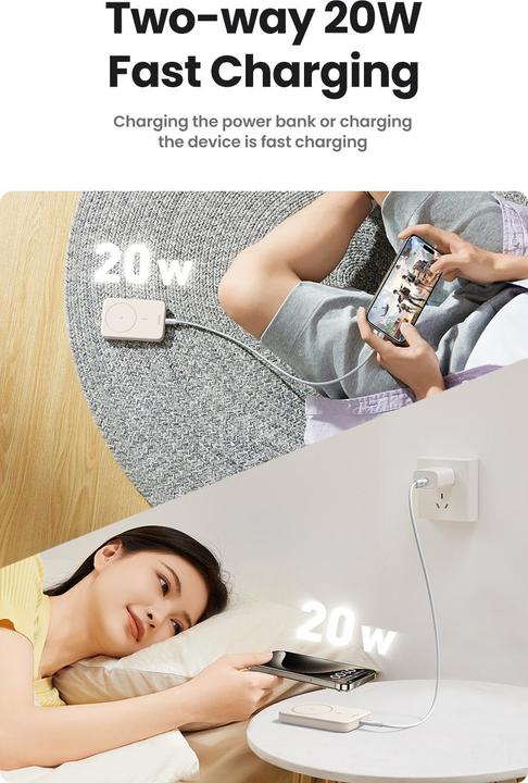 Immagine prodotto Ugreen Mini powerbank wireless con MagSafe (10000 mAh, 20 W, 37 Wh)