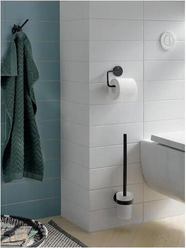 Produktbild Emco Toilettenbürstengarnitur ROUND Wdmod. Beh Kr-Gl satiniert schwarz
