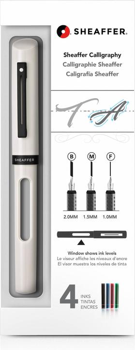Sheaffer Kalligraphie-Set Mini weiss F/M/B (1,0 1,5 2,0) + 4 Tintenpatronen (sortiert) (Weiss, 1 x)